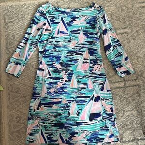 Lilly Pulitzer Blue and Pink Sailboat Print Dress